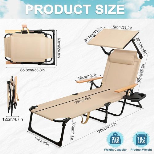 Adjustable Outdoor Folding Chaise Lounge Chair