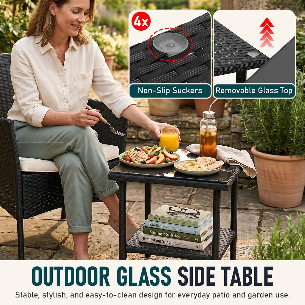 Wicker Outdoor 3‑Piece Patio Furniture Set