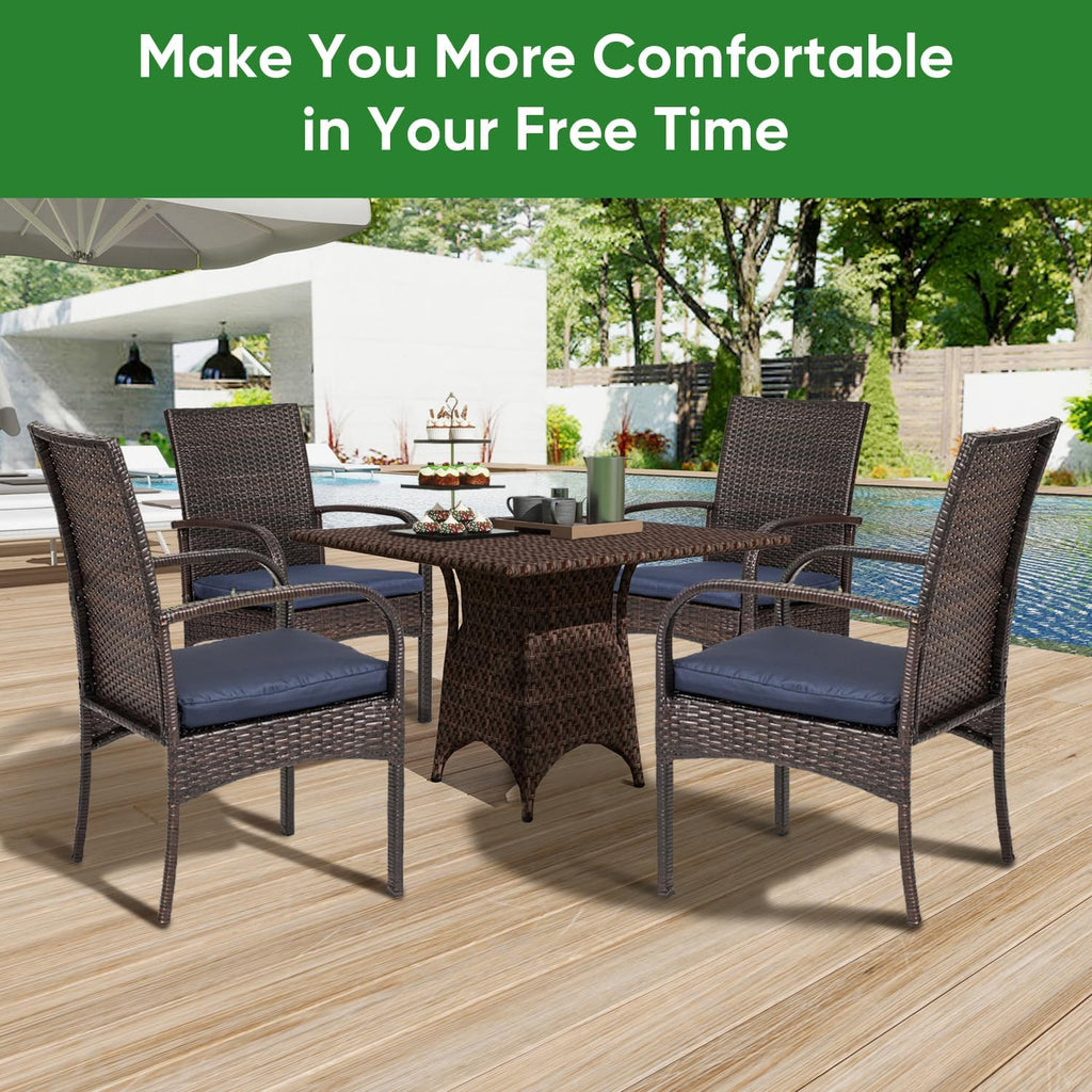 Cushioned Wicker Outdoor Patio Dining Chairs