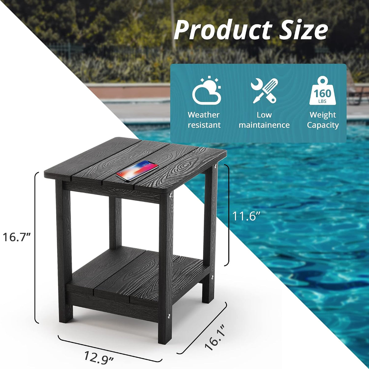 HDPE Outdoor Small Patio Side Table