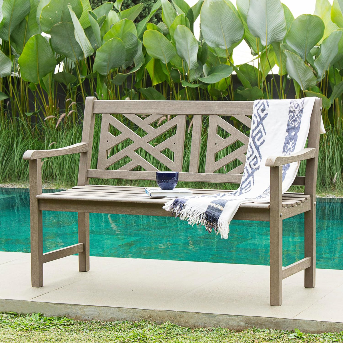 Weather‑Resistant Solid Teak Garden Bench