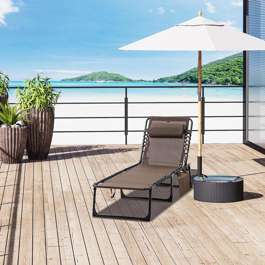 Adjustable Folding Outdoor Chaise Lounge Chair