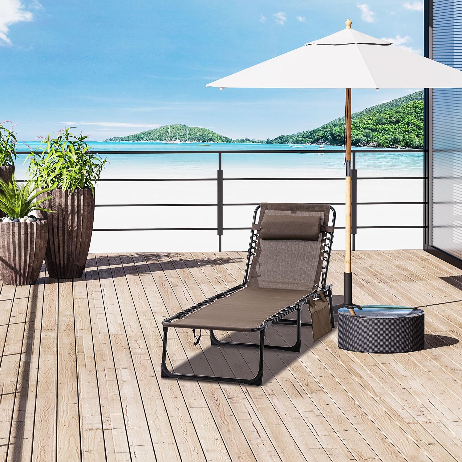 Adjustable Folding Outdoor Chaise Lounge Chair
