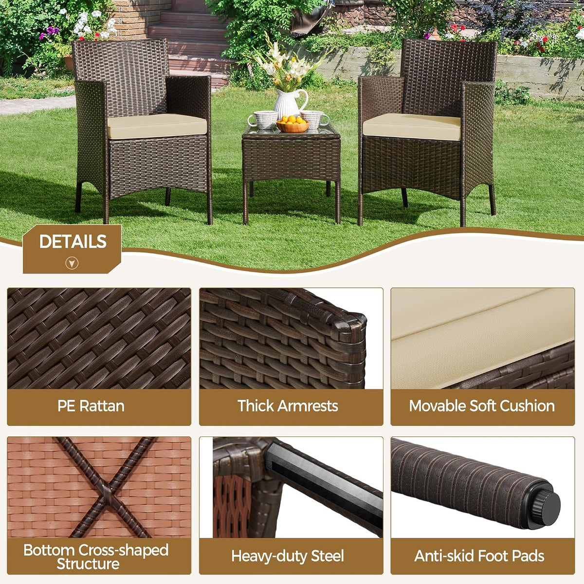 Cushioned Wicker Outdoor Patio Furniture Set