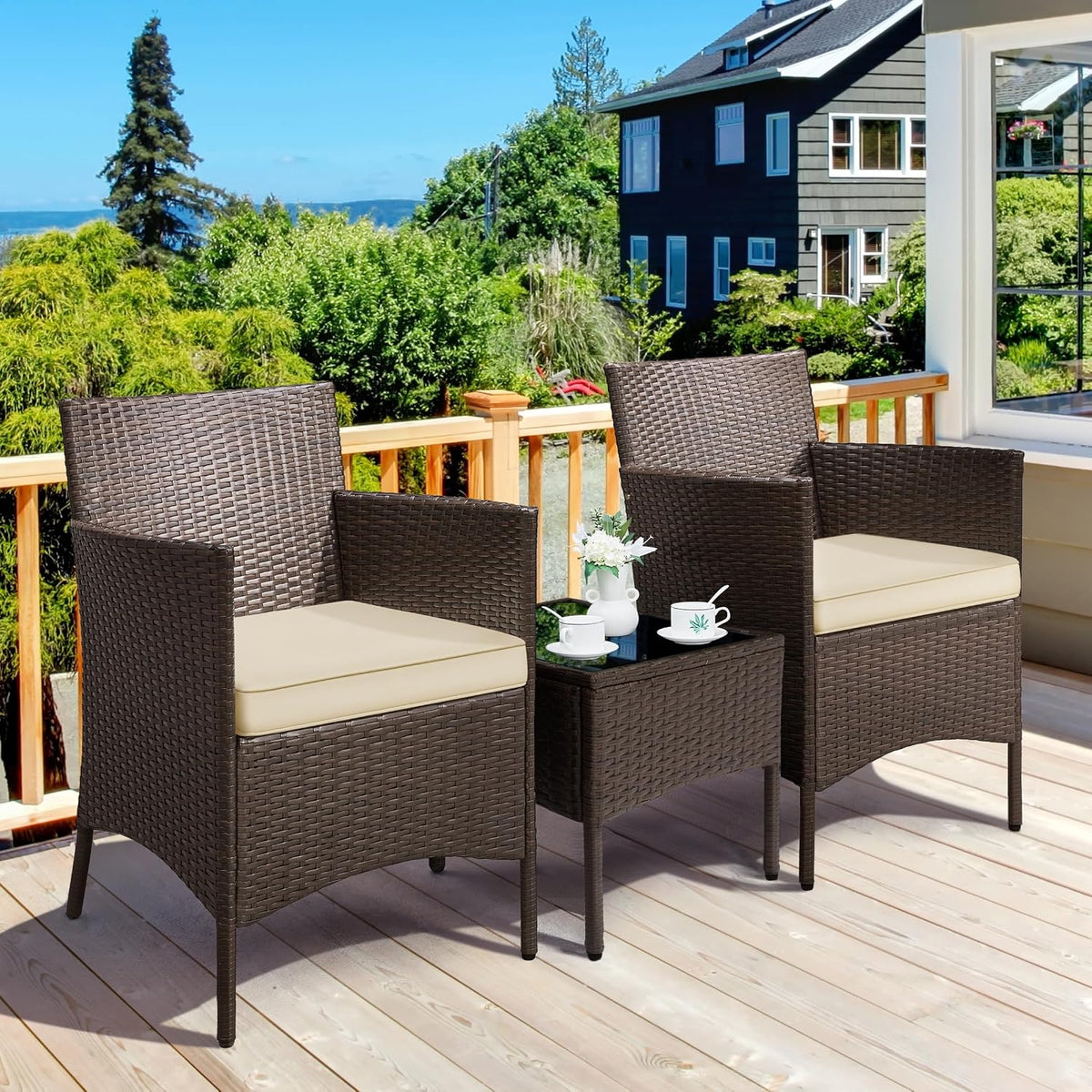 Cushioned Wicker Outdoor Patio Furniture Set