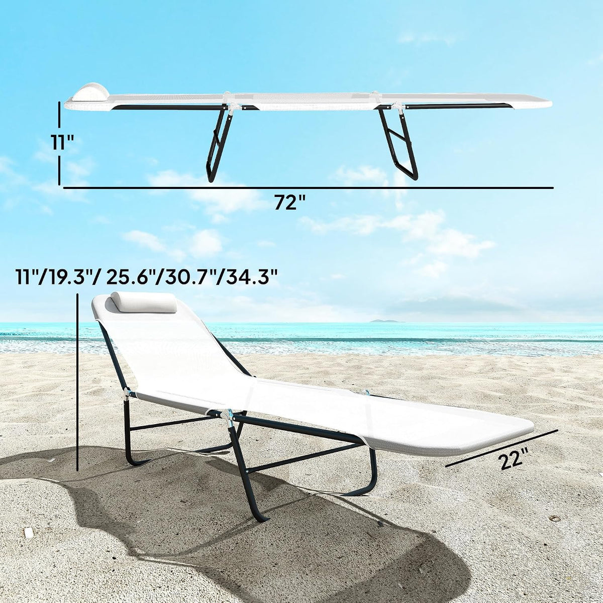 Reclining Outdoor Folding Chaise Lounge Chair