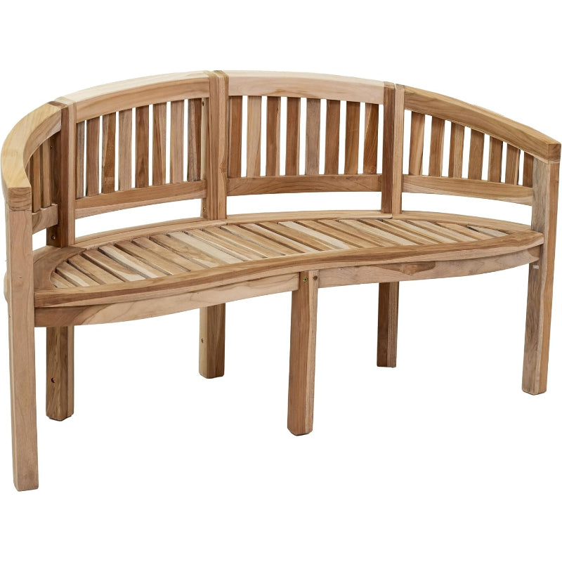 Curved Teak Wood Outdoor Garden Bench