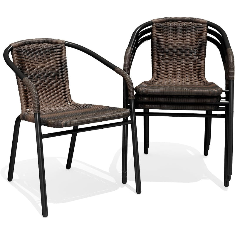 Stackable Rattan Outdoor Patio Dining Chairs